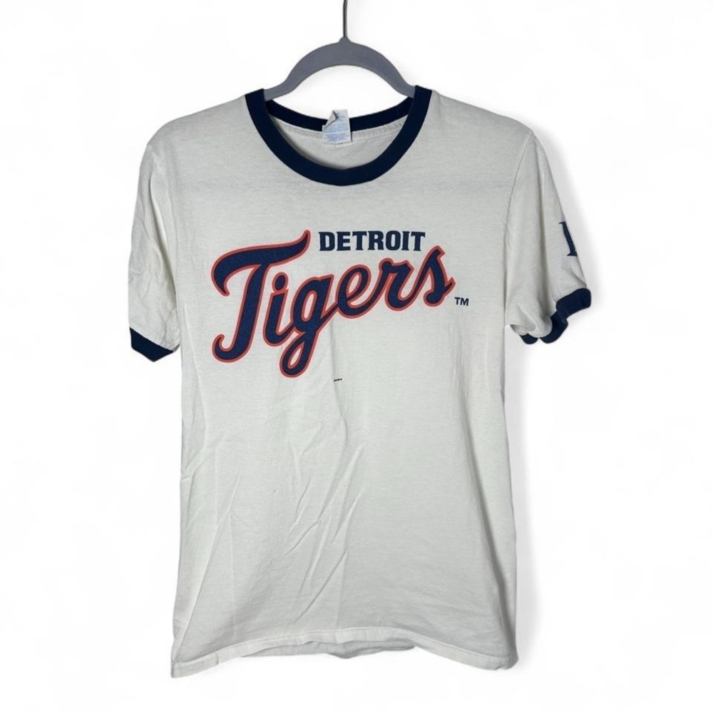 Vintage 90s Detroit Tigers white ringer tee Size S #MLB #baseball